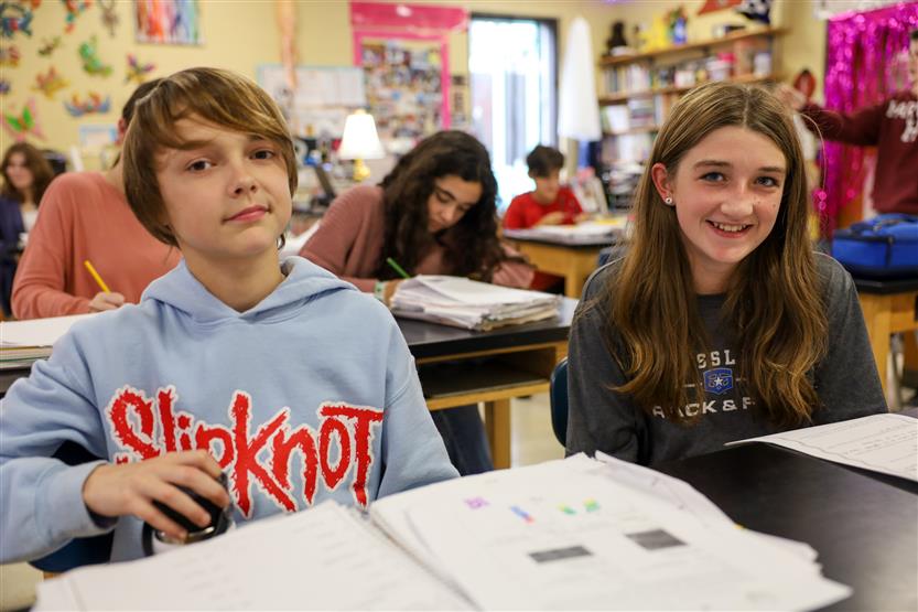 Grassland Middle students in science class